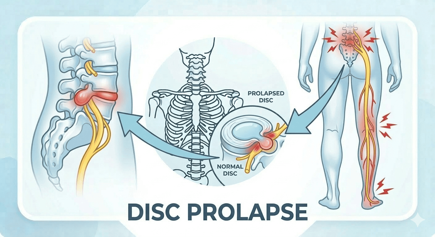 MRI scan showing spinal disc prolapse herniation