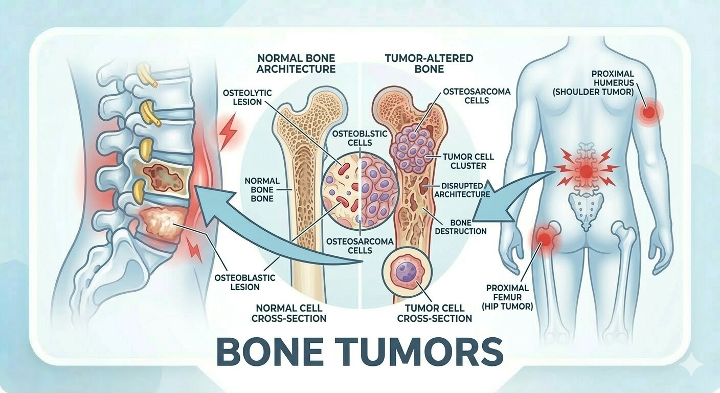 Oncologist reviewing bone tumour imaging for surgical planning